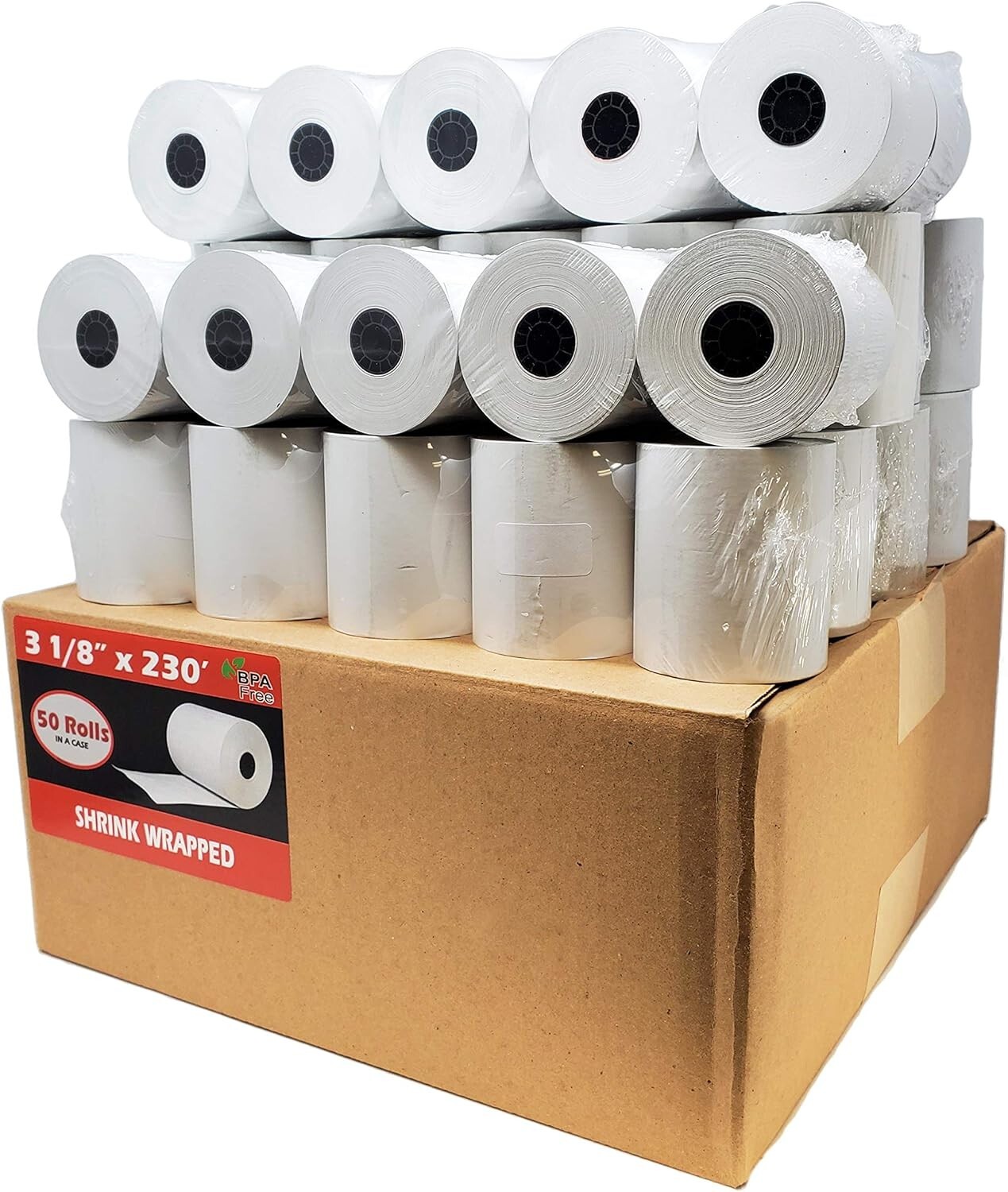 (50 Rolls) 3 1/8 x 230 Thermal Paper Receipt Rolls, Premium Quality German Paper
