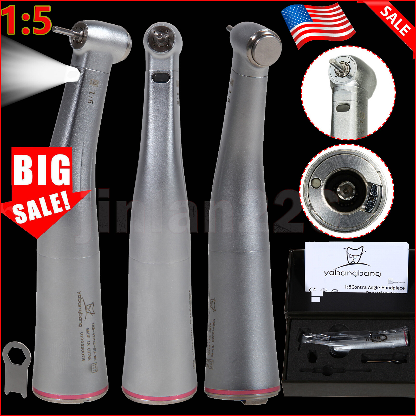 NSK Style Dental 1:5 Increasing Contra Angle Internal Water Spray Handpiece