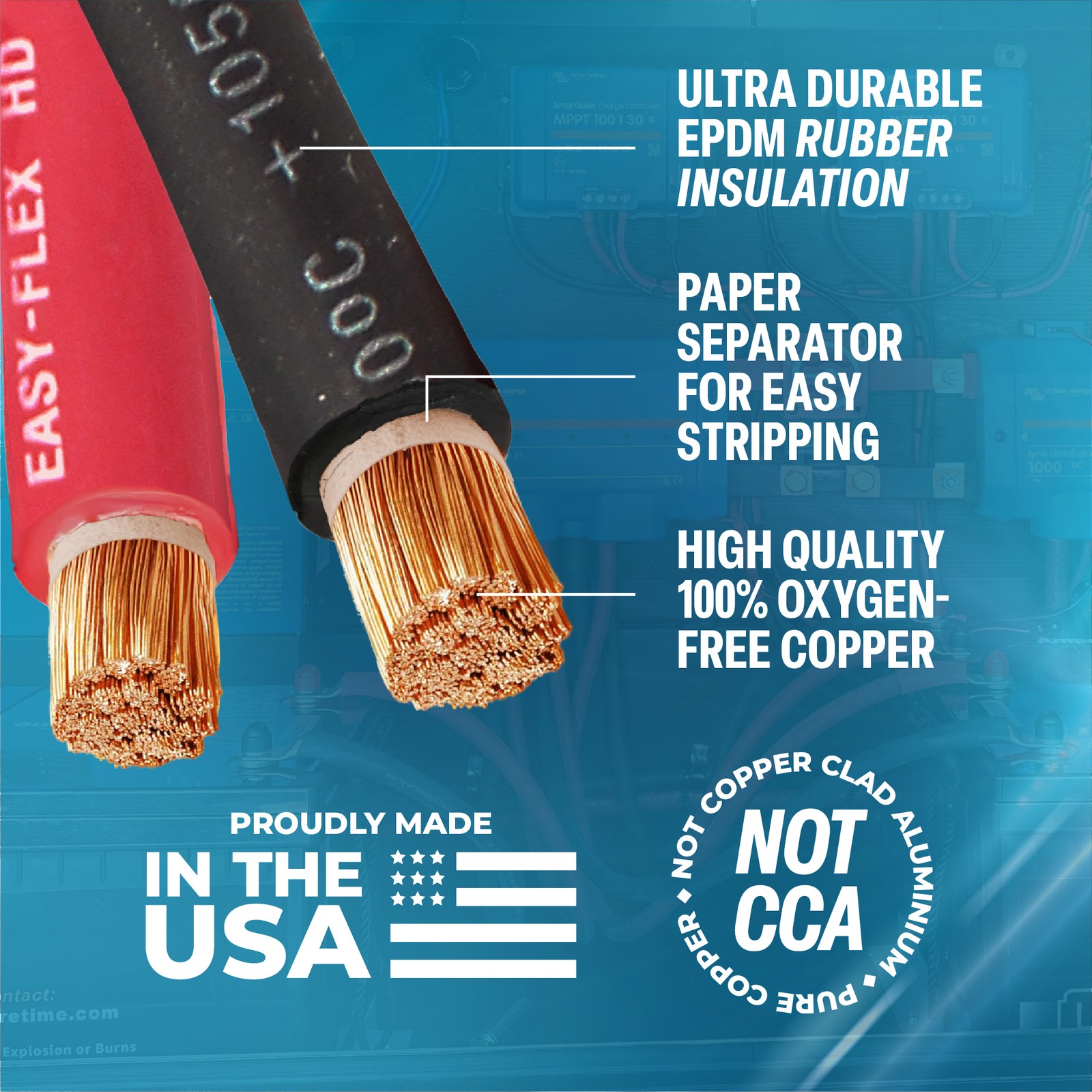 WELDING CABLE 1/0 RED Per-Foot CAR BATTERY LEADS USA NEW Gauge Copper Solar