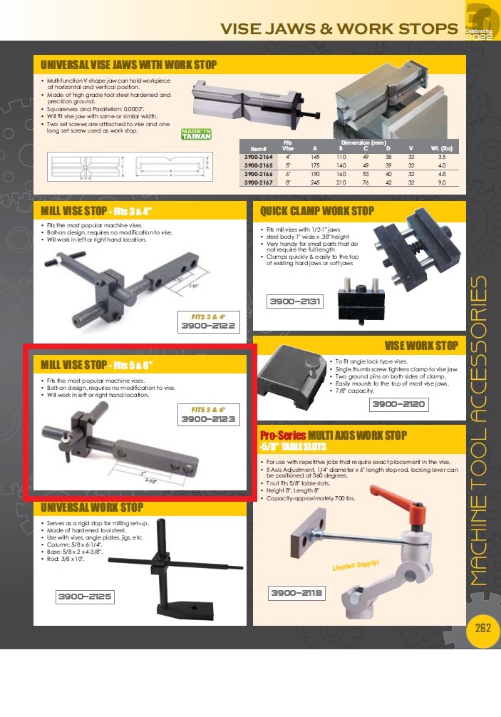 MILL VISE STOP FOR 5 & 6″ VISES (3900-2123)
