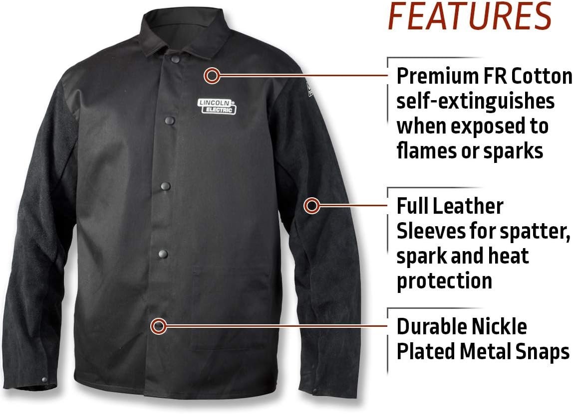 Lincoln Electric unisex adult Traditional Split Leather Sleeved Welding Jacket,