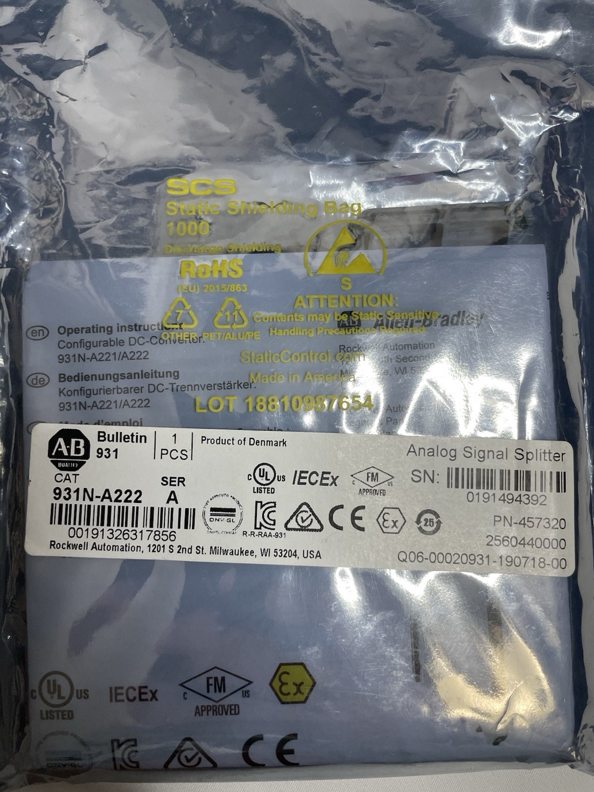 Allen-Bradley A-B 931N-A222 Analog Signal Splitter