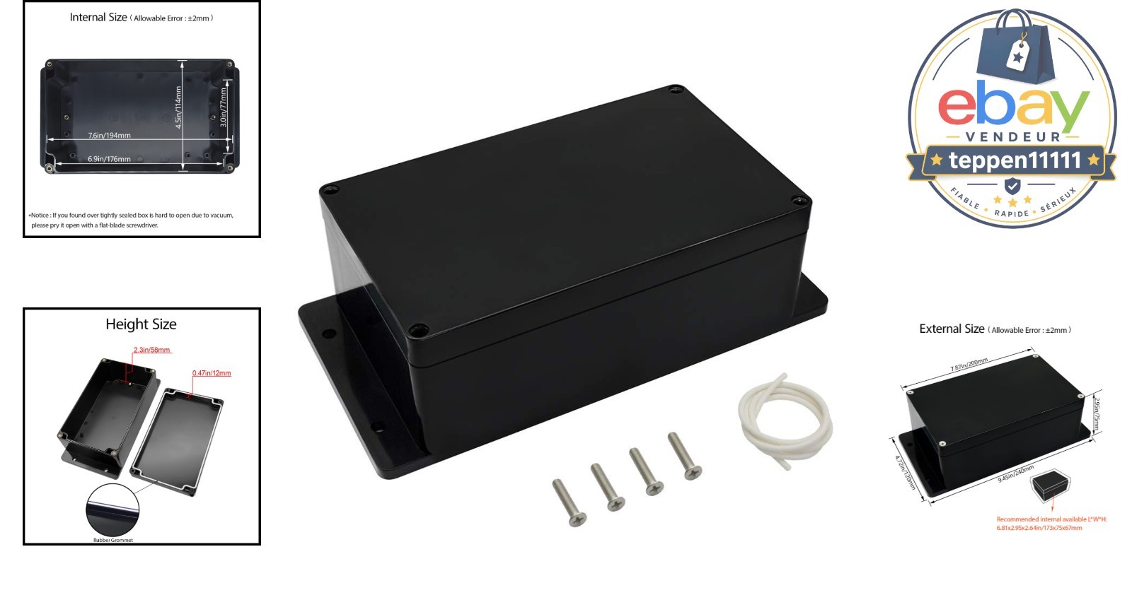 Waterproof Junction Box 7.87″x4.72″x2.95″ Electric Enclosure