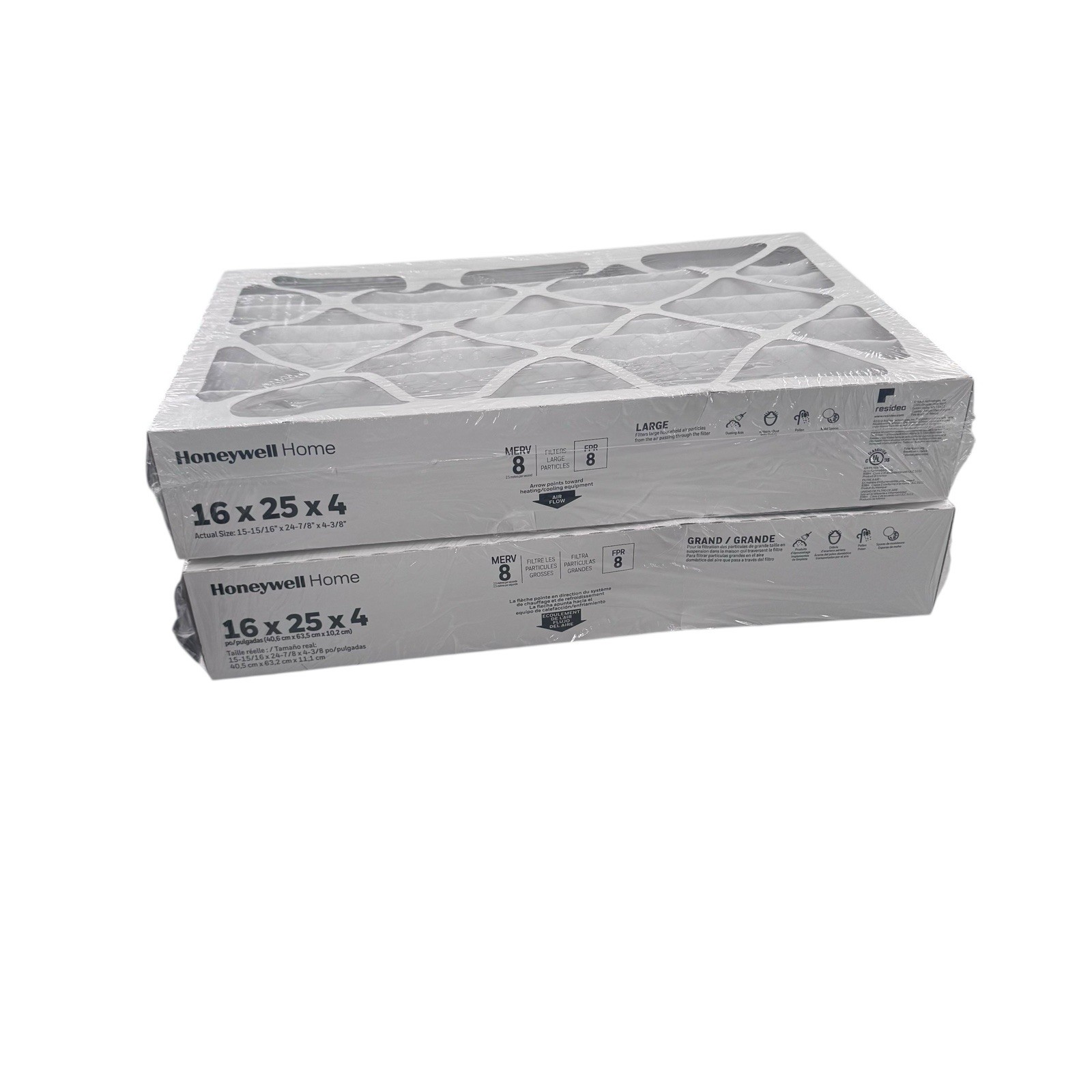 2 Honeywell Home Air Filter 16x25x4 #FPR 8 Merv 8 Large Fast Shipping