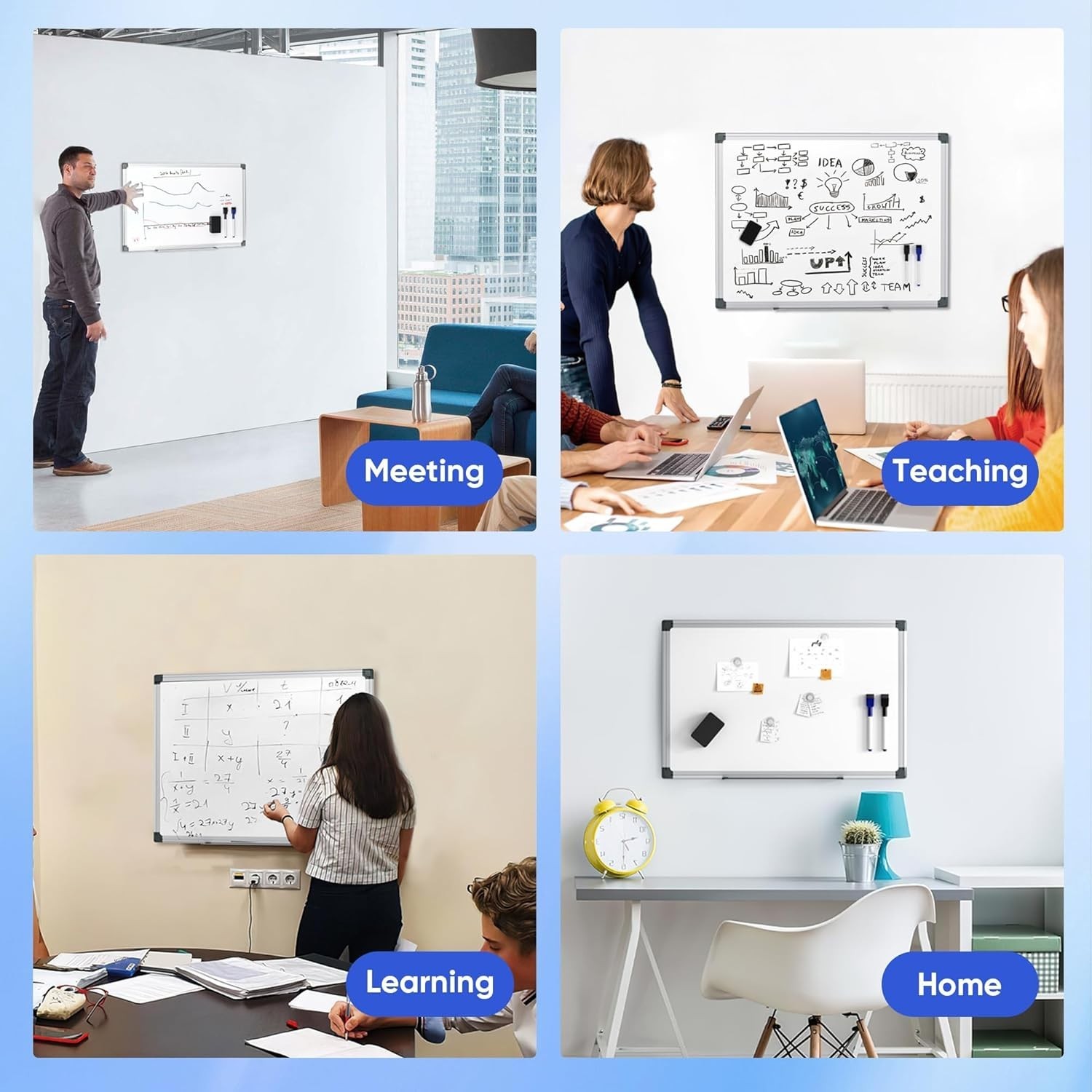36″ x 24″ Magnetic Whiteboard for Wall, Dry Erase Board with Silver Aluminum …
