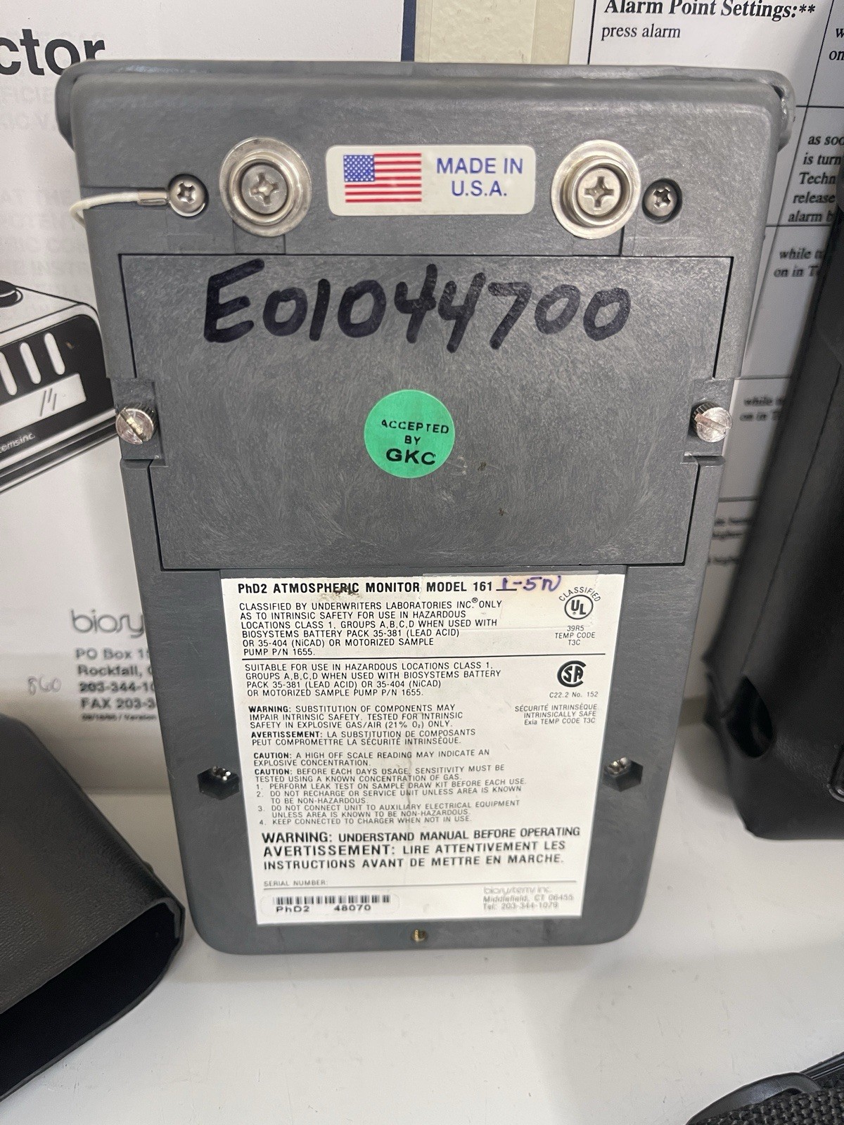 Biosystems Inc. PhD2 Multi Gas Detector with Remote Sample Draw Pump Mode 1655A