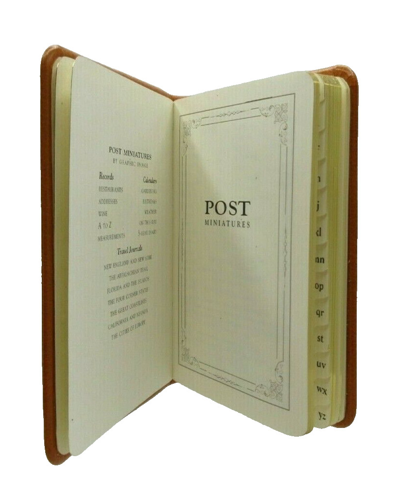 Address Book MINI 3×4″ Leather Cover 160 Tabbed Pgs Post Miniatures Bright Green
