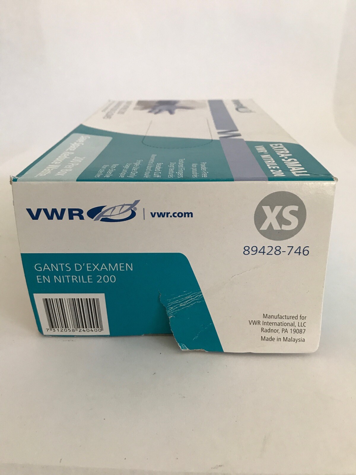 (200/Pk) VWR Disposable Nitrile Exam Gloves – Size XSmall XS – Blue Color 89428