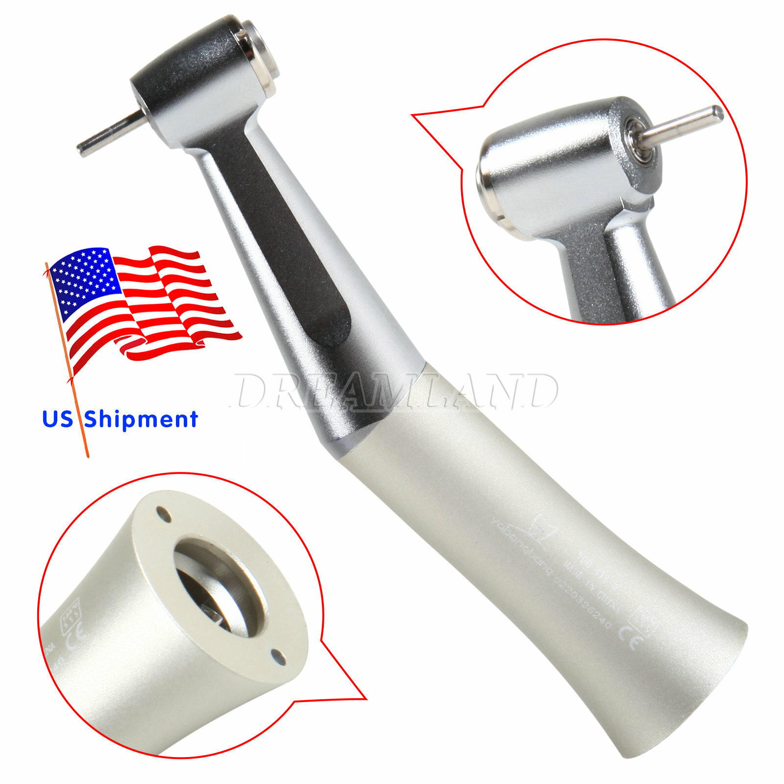 Dental Slow Low Speed Push Contra Angle Handpiece Fit FG 1.6mm Burs