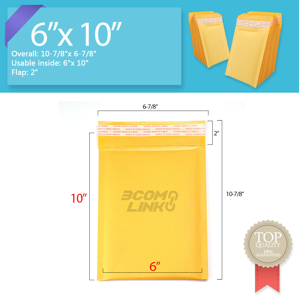 #0 6×10 (6×9) KRAFT BUBBLE MAILER SELF SEAL SHIPPING BAG ENVELOPE 25,50,100,250