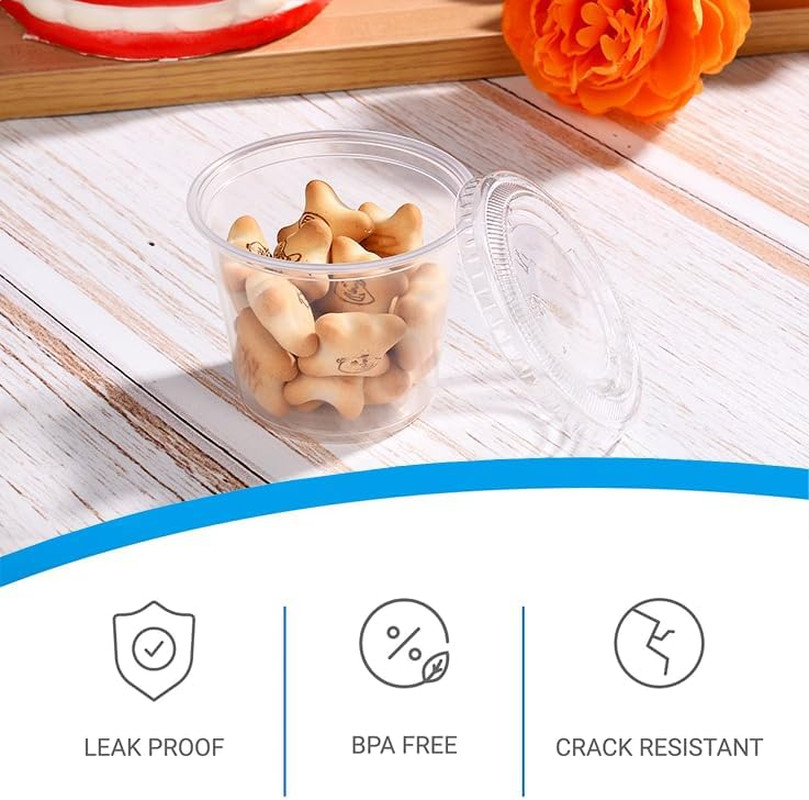 [5.5 OZ, 50 Sets] Clear Disposable Plastic Portion Cups with Leakproof Lids …