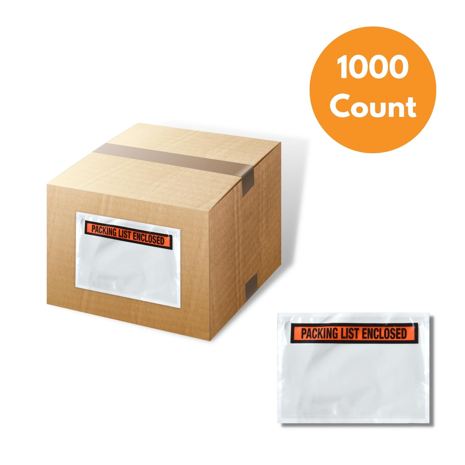 Packing List Enclosed Pouches, 7.5″x5.5″, Panel Face, Self-Adhesive, 1000 Pack