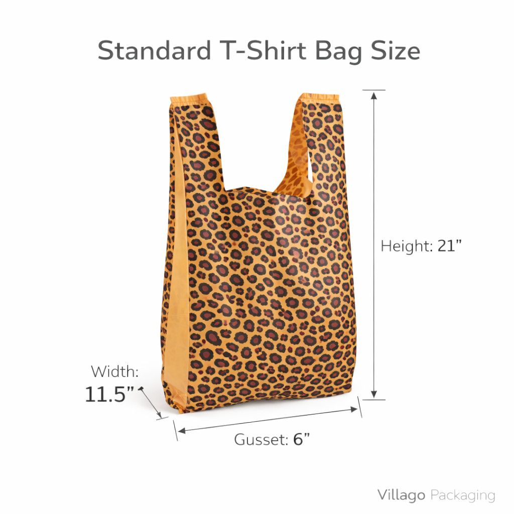 Leopard Print T Shirt Bags 11.5 x 6 x 21 Plastic Retail Checkout Bags HDPE
