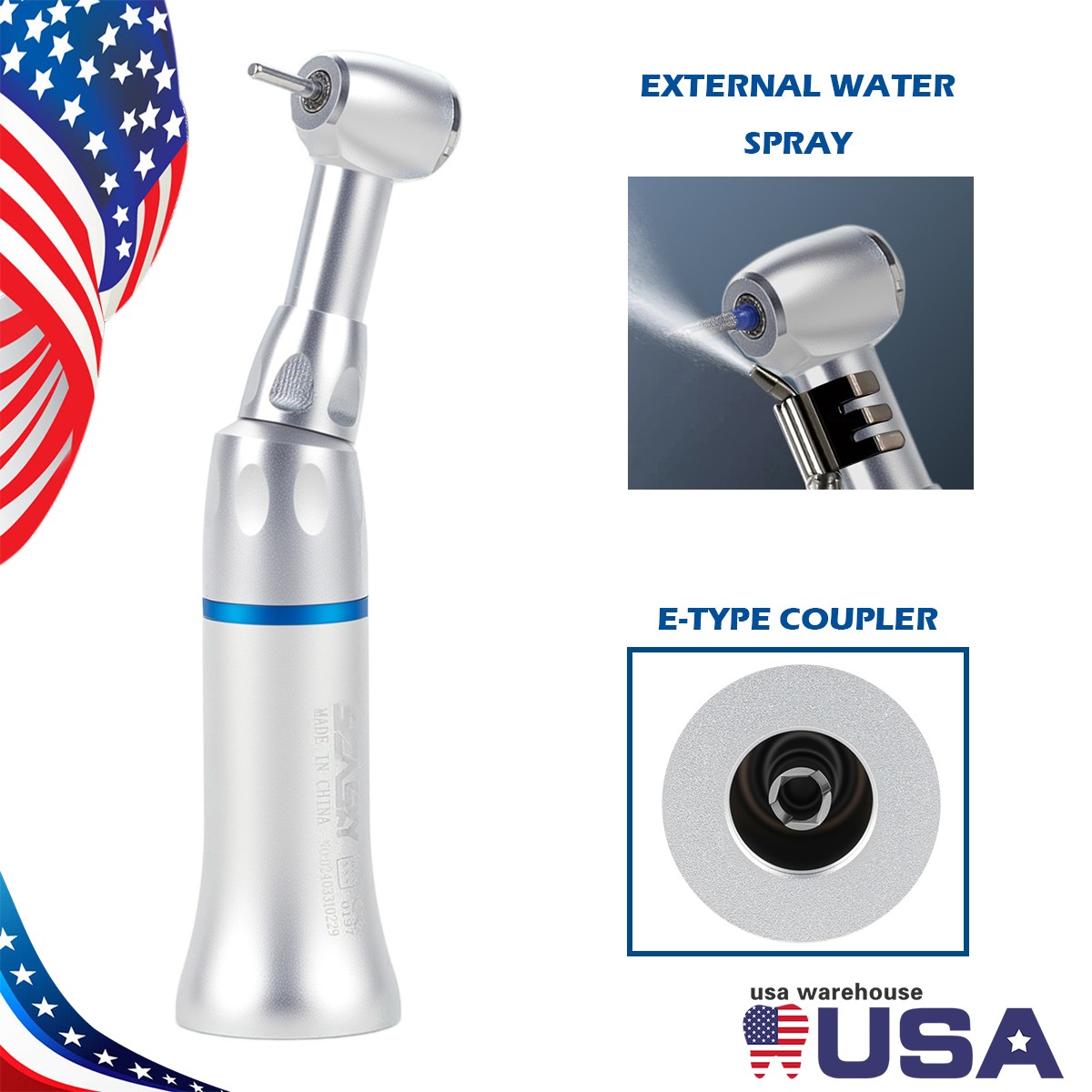 SEASKY Dental Contra Angle Handpiece FG 1.6mm E type Low Speed Push Button
