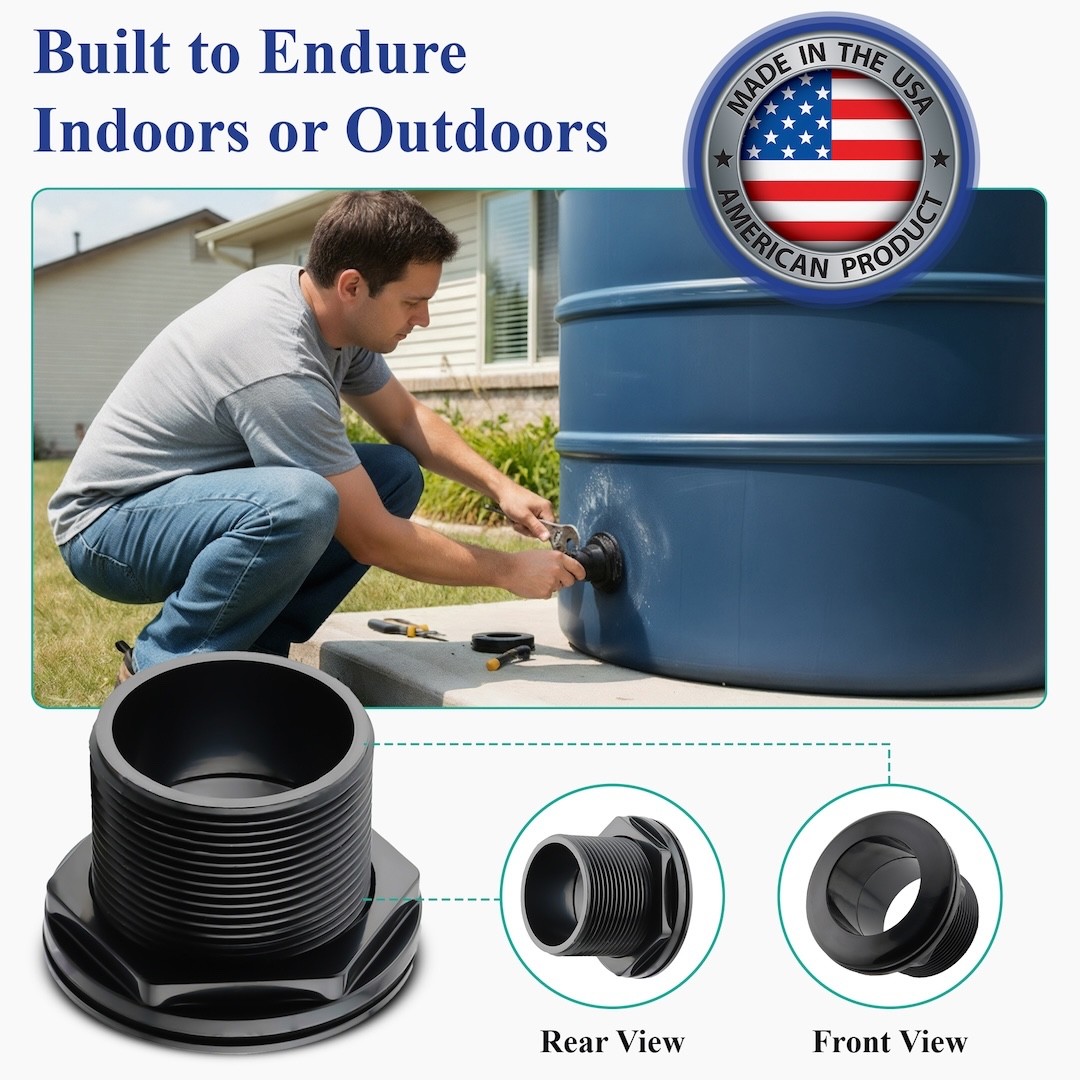 2″ Bulkhead Fitting – Slip x Slip – ABS Tank Aquarium 12 Pack | American Made