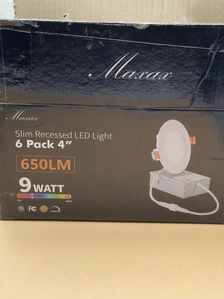 MAXAX 6 PACK – 4 Inch 5CCT LED Recessed Lighting 9W 2700/3000/3500/4000/5000K
