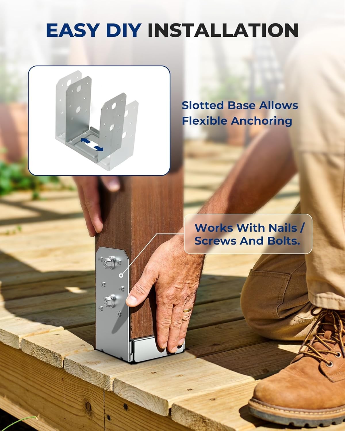 10 Pack 6×6 Post Base Brackets Wood Post Fence Post Anchor Galvanized Steel US