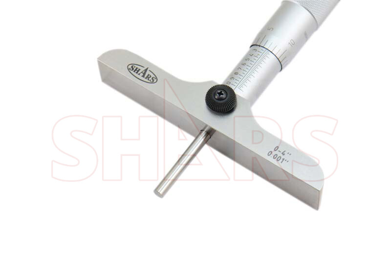SHARS 0-4″ DEPTH MICROMETER 4″BASE Graduations .001″ Accuracy .0002″ NEW P}