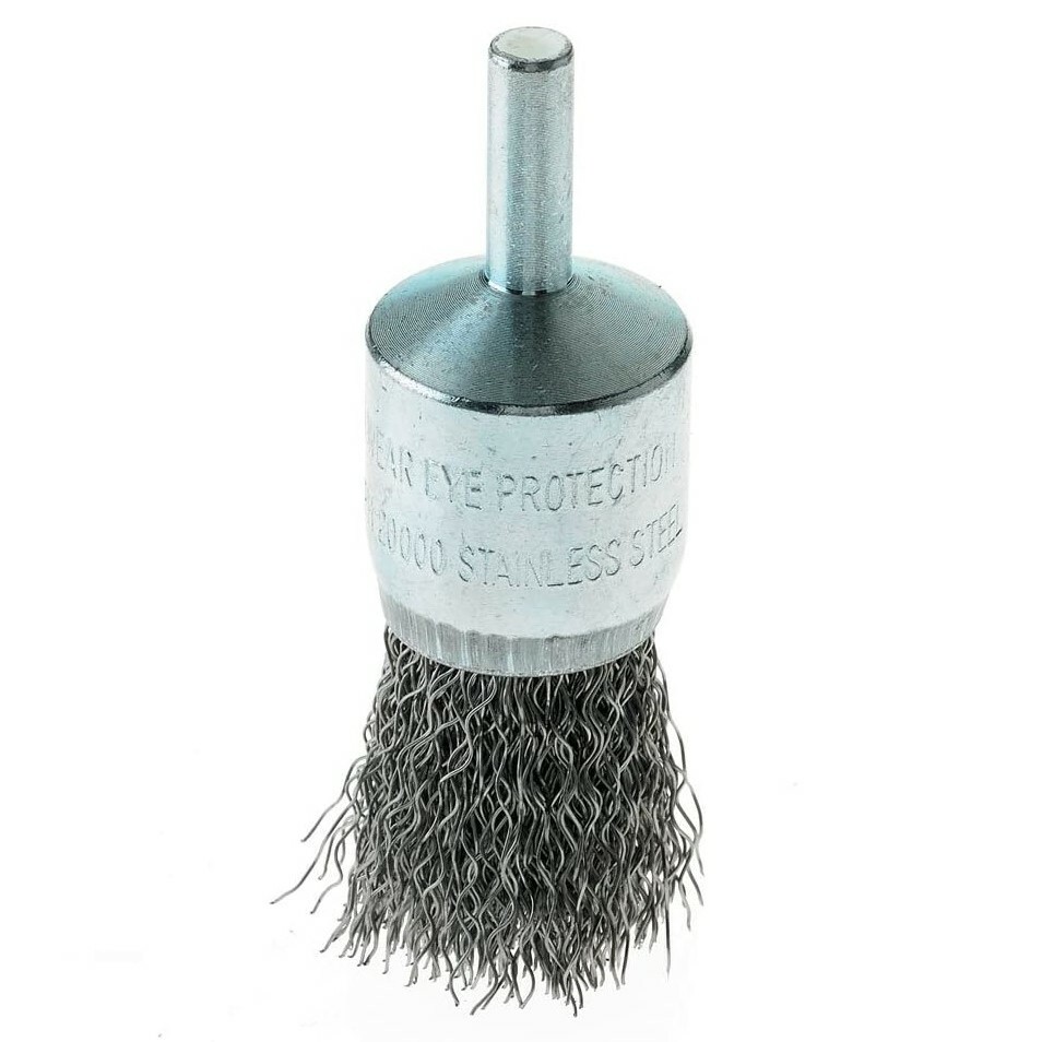 1″ Crimped Wire End Brush Stainless Steel with 1/4″ Shank for Die Grinder, Drill