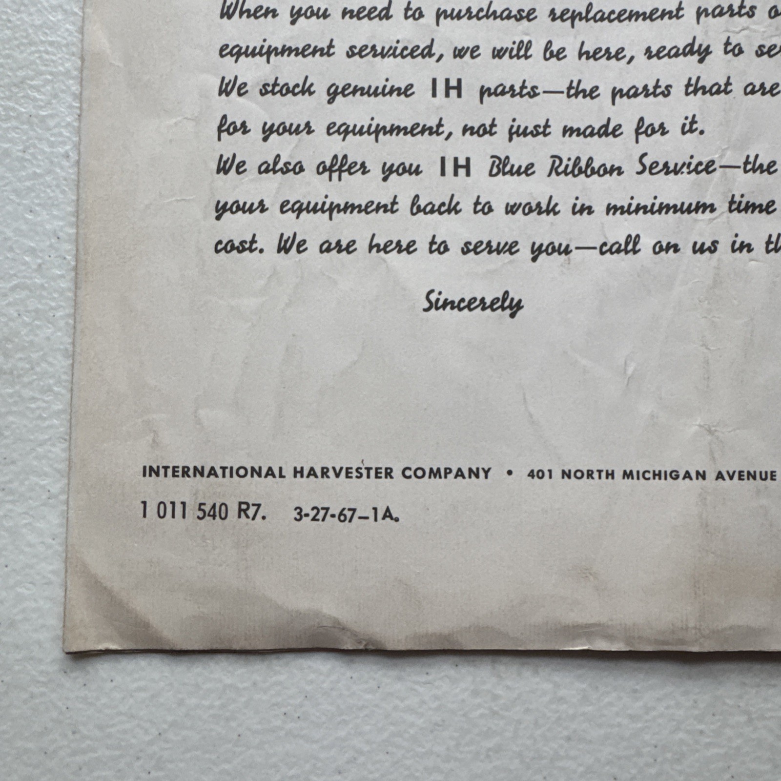 1967 International Harvester 194 Moldboard Plow Operators Manual