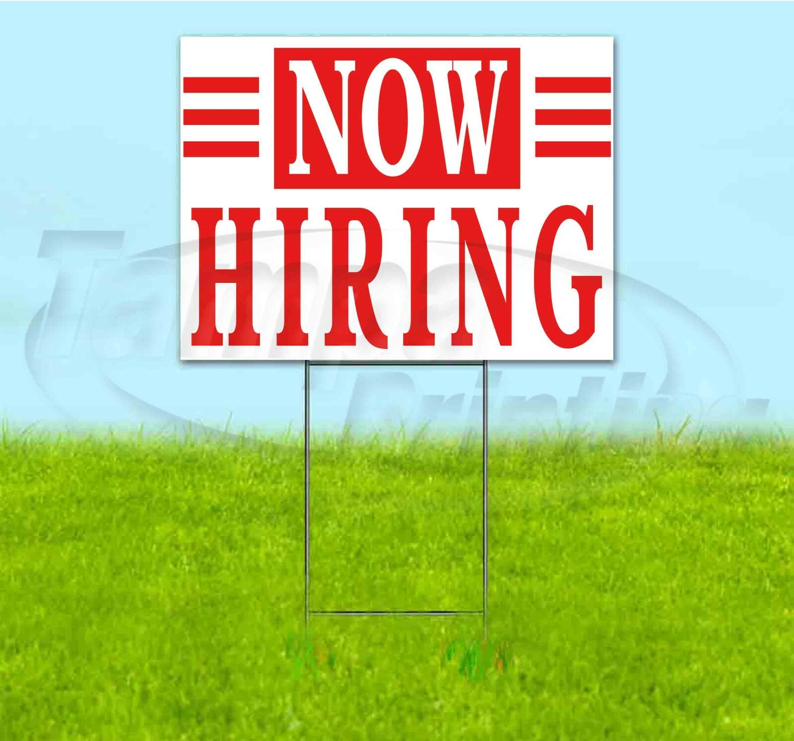 NOW HIRING 18×24 Yard Sign WITH STAKE Corrugated Bandit USA BUSINESS EMPLOYMENT