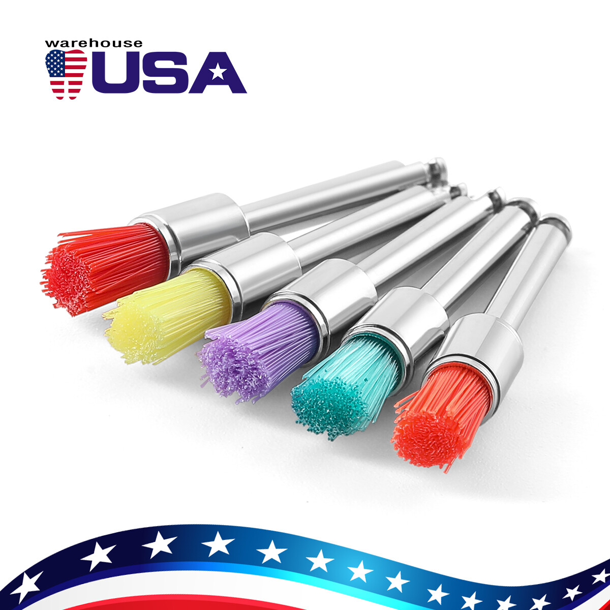 100Pcs Dental Nylon Polishing Flat Latch Polisher Prophy Brush Disposable mixed
