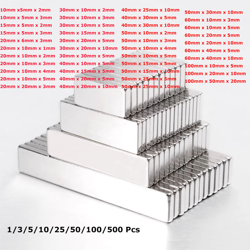 Square Super Strong Magnets Length 5-100mm N35 Rare Earth NdFeB Magnet Multiple
