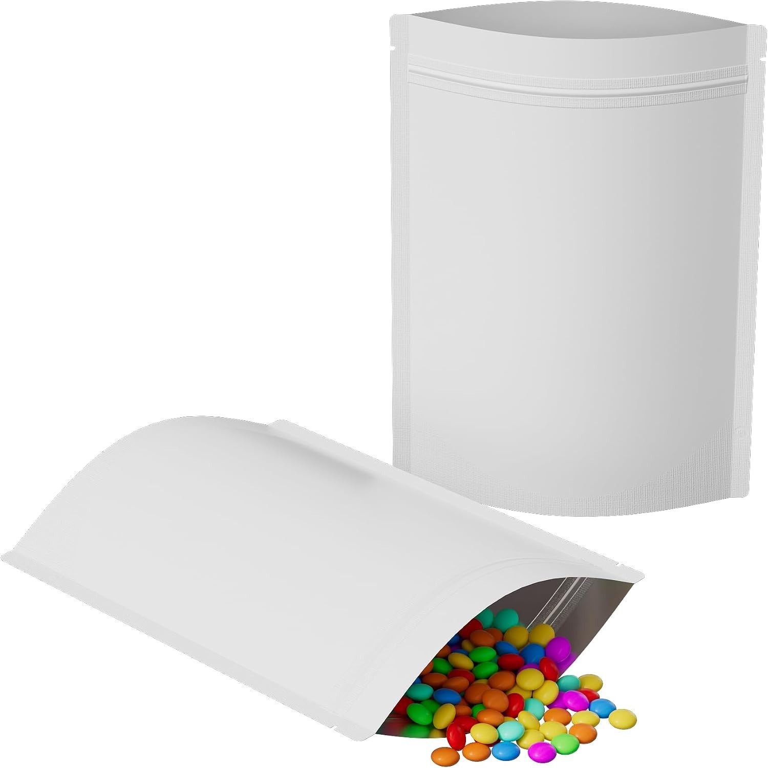 100 Matte Double-Sided Resealable Bags, White