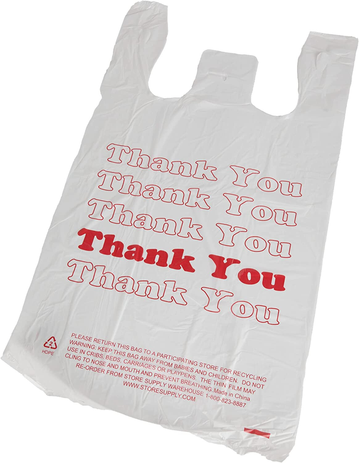 Plastic Bags Grocery Thank You 1000 T-Shirt Supermarket 11 ½ x 6 x 21″ Shopping