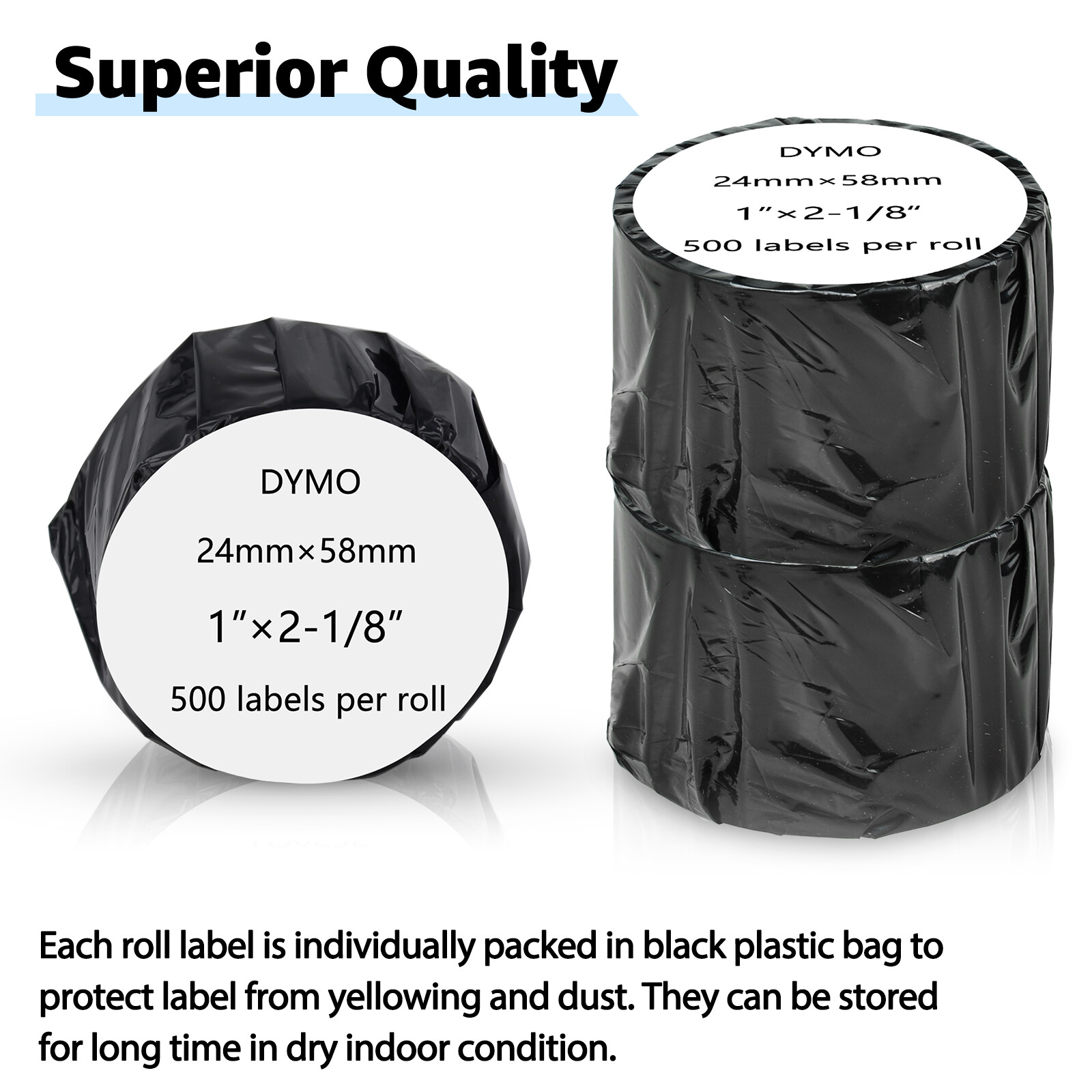1-50PK 500 Labels Per Roll 1″ x 2-1/8″ for DYMO 30336 LabelWriter 4XL 25mmx54mm