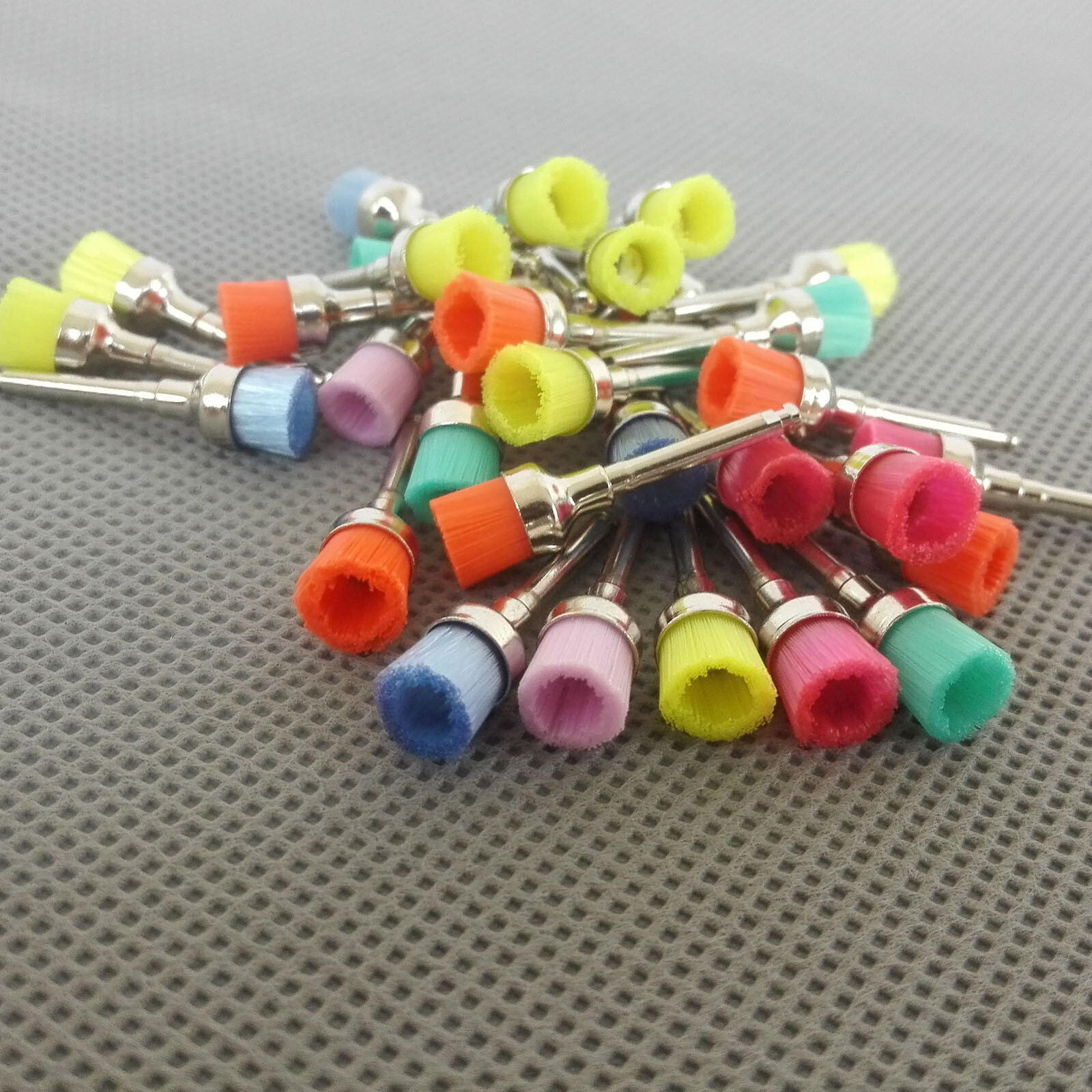 100 PCS Mixed Color Nylon Latch Flat Polishing Polisher Prophy Bowl Dental Brush