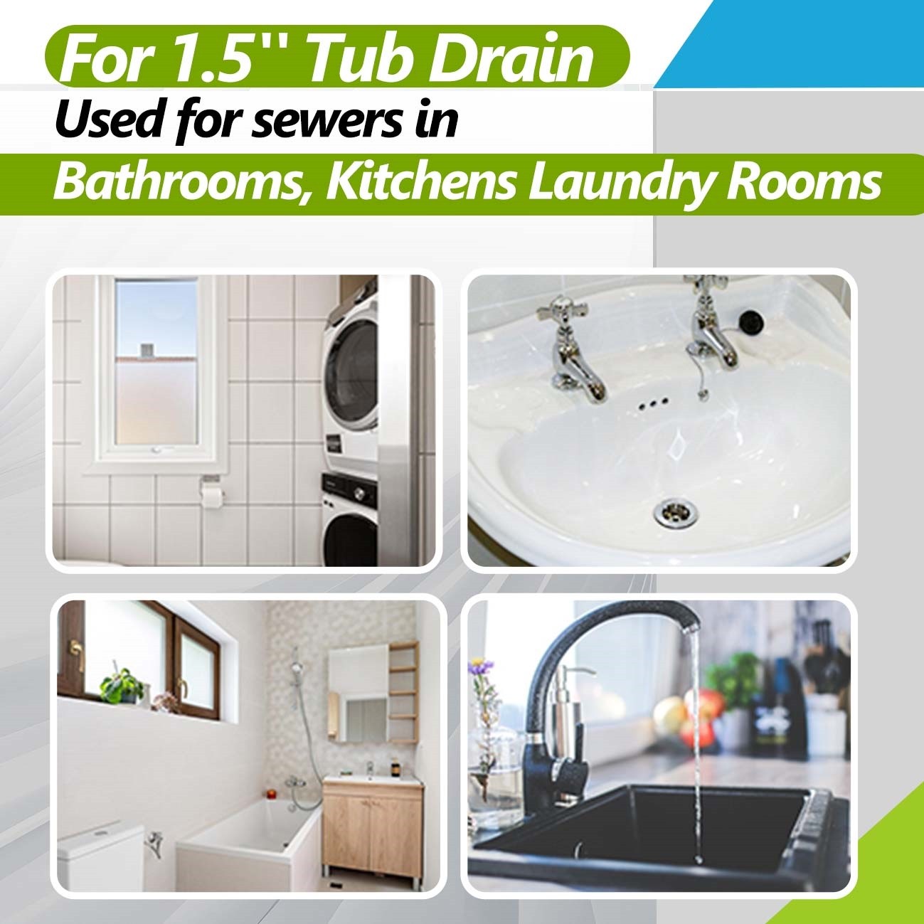 1.5” Tub Drain Extractor with 1/2” Socket Bathtub Remover Colourful Galvanized
