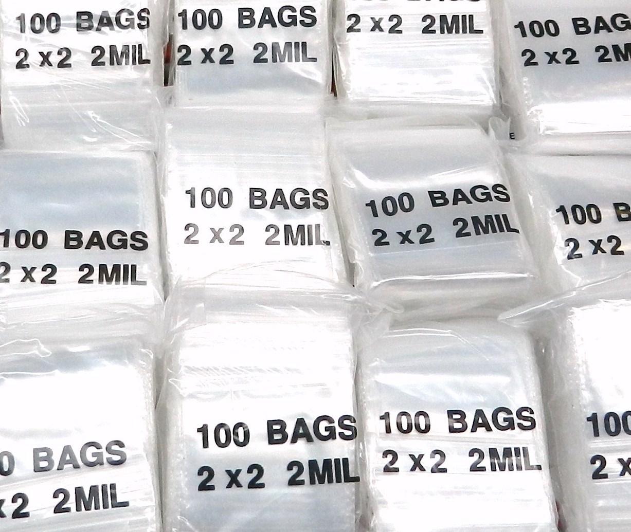 Zip Seal Lock Bags 12,000 Reclosable 2Mil Clear 2×2 ZIP Slide Baggies 2″ Square