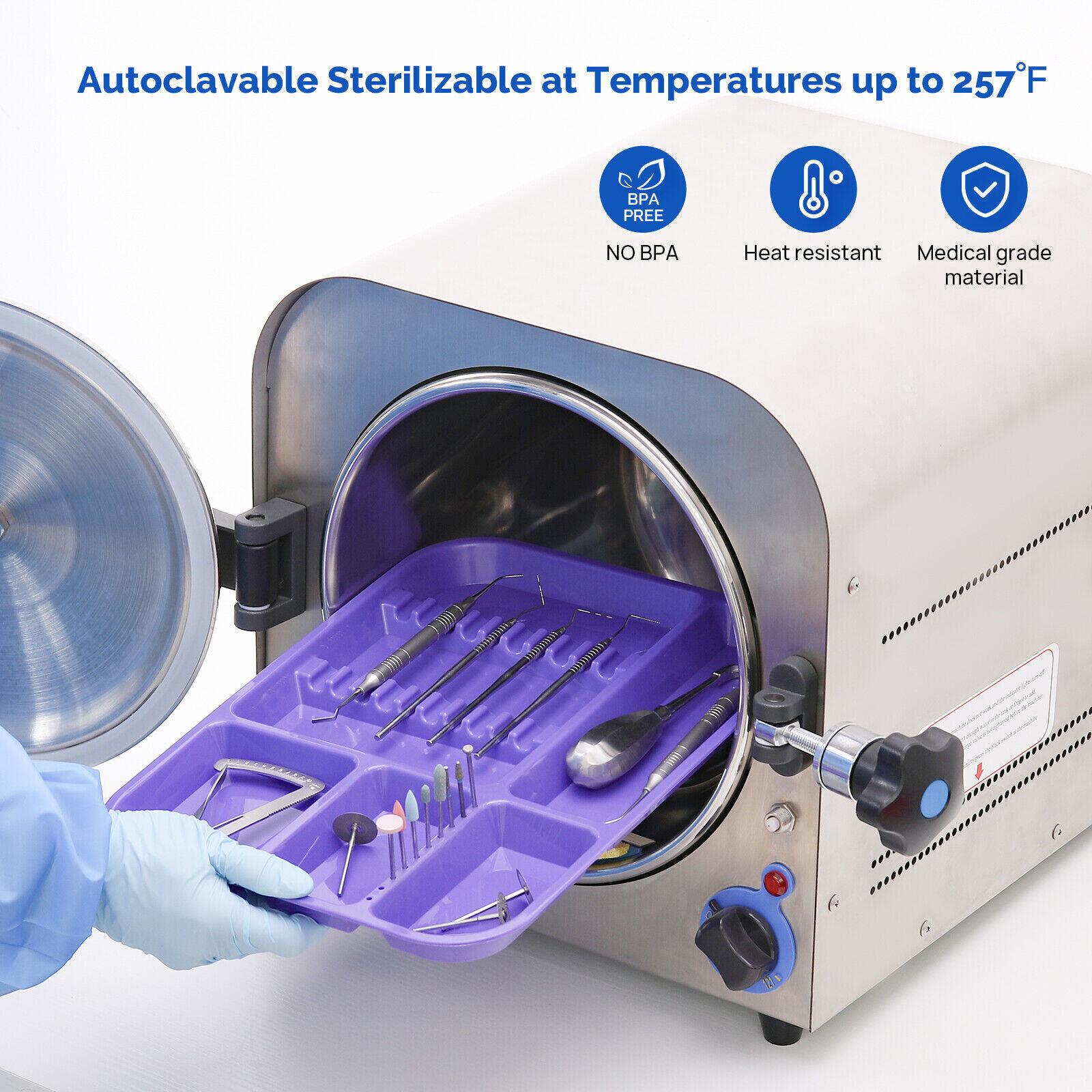 Dental Autoclavable 135ºC Plastic Trays Standard Divided Container Instruments