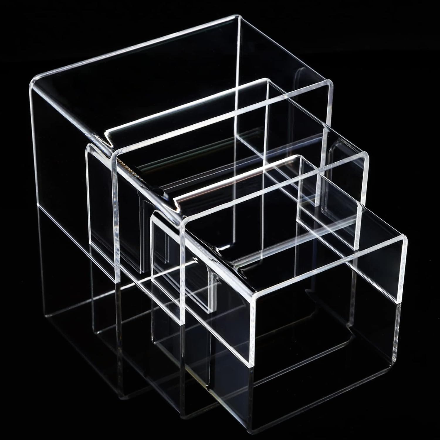 Chuangdi 2 Sets Acrylic Display Risers, Product Stand, Jewelry Display Riser She