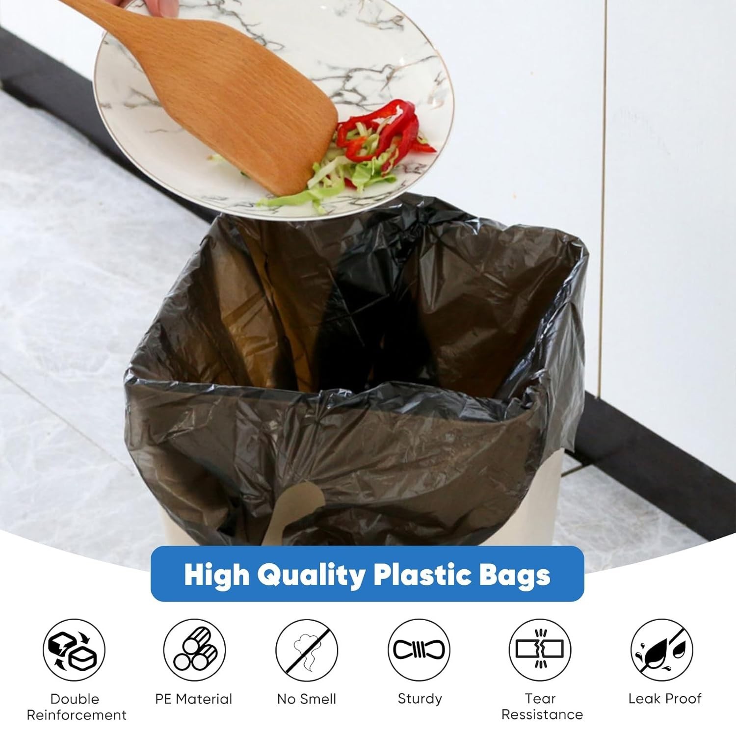 Black Plastic Grocery Bags, 100 Pack, 11.5’x 6.5″ x 21′, 22 Pound Capacity, H…