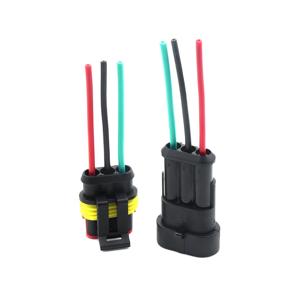 1-6 Pin Waterproof Male/Female Connectors Attached Wire Cable Colors Plug Sealed