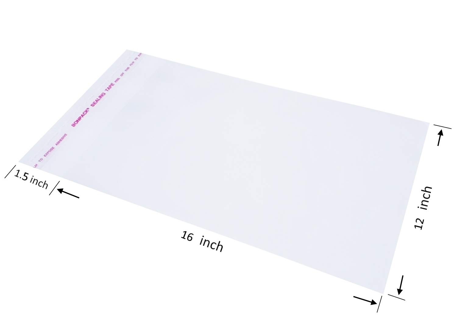 100 Count 12×16 Inch Clear Cellophane Plastic Bags, Resealable Self-Sealing C…