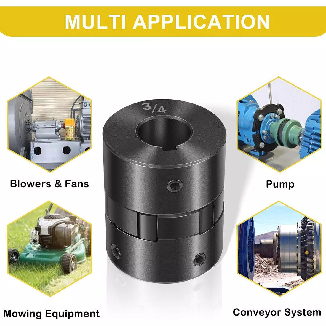 3Pcs 1/2″ to 3/4″ L075 L-Jaw Coupling Set For Log Wood Splitter Hybrid Equipment
