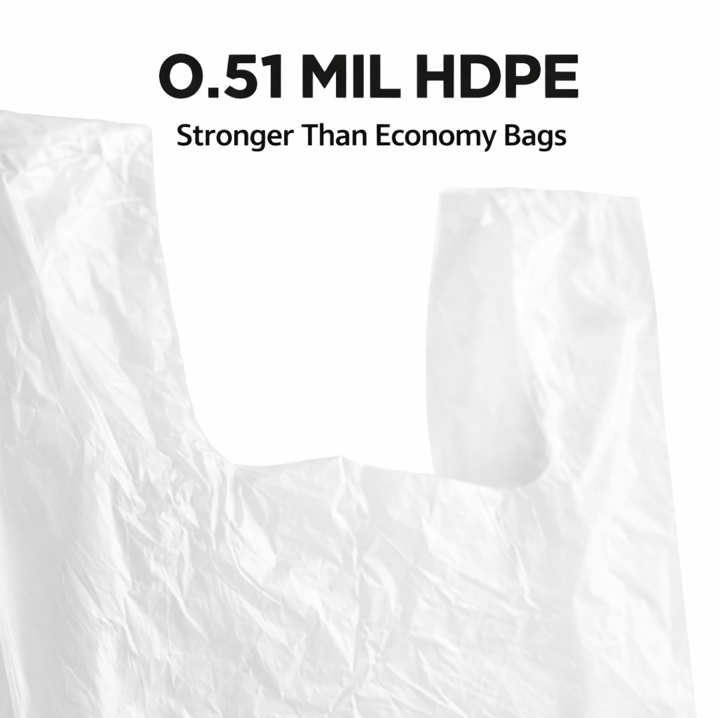 Bags 1/6 Large 21 x 6.5×11.5 Clear .51 Mil T-Shirt Plastic Grocery Shopping Bags