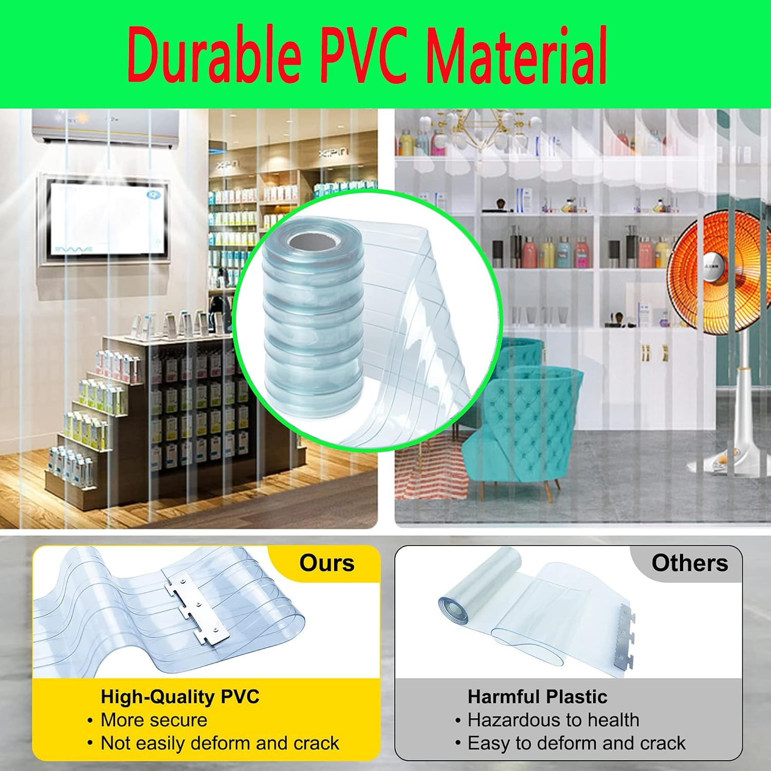 Plastic Vinyl Replacement Strip Curtain-Door – Clear Waterproof PVC for Warehous