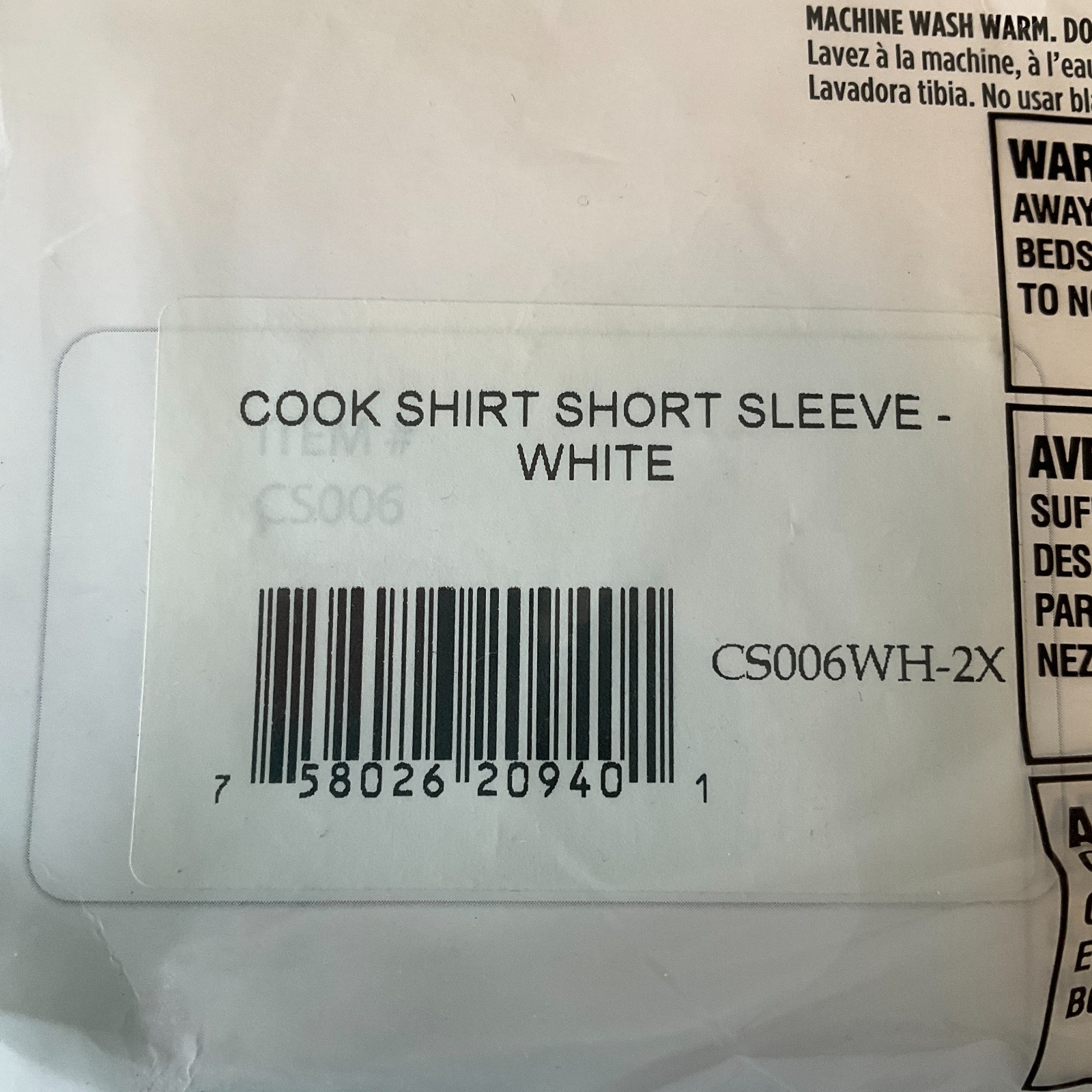 Chef Revival Basic Cook Shirts Unisex Adult Size 2XL White Short Sleeve Snap 2