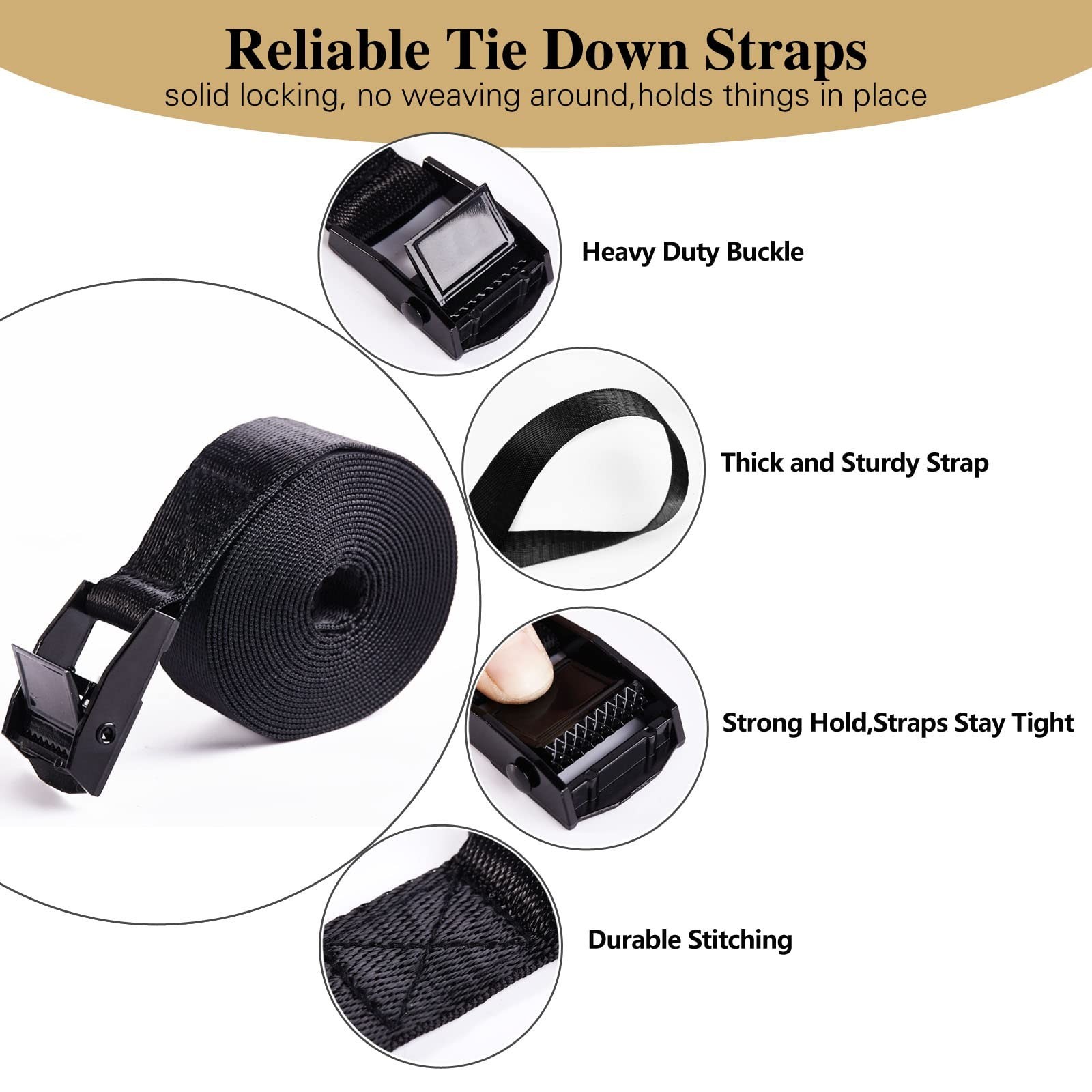 5Pack Cam Buckle Tie Down Straps, 1″ x 4 ft Heavy Duty Lashing Secure Strap A…