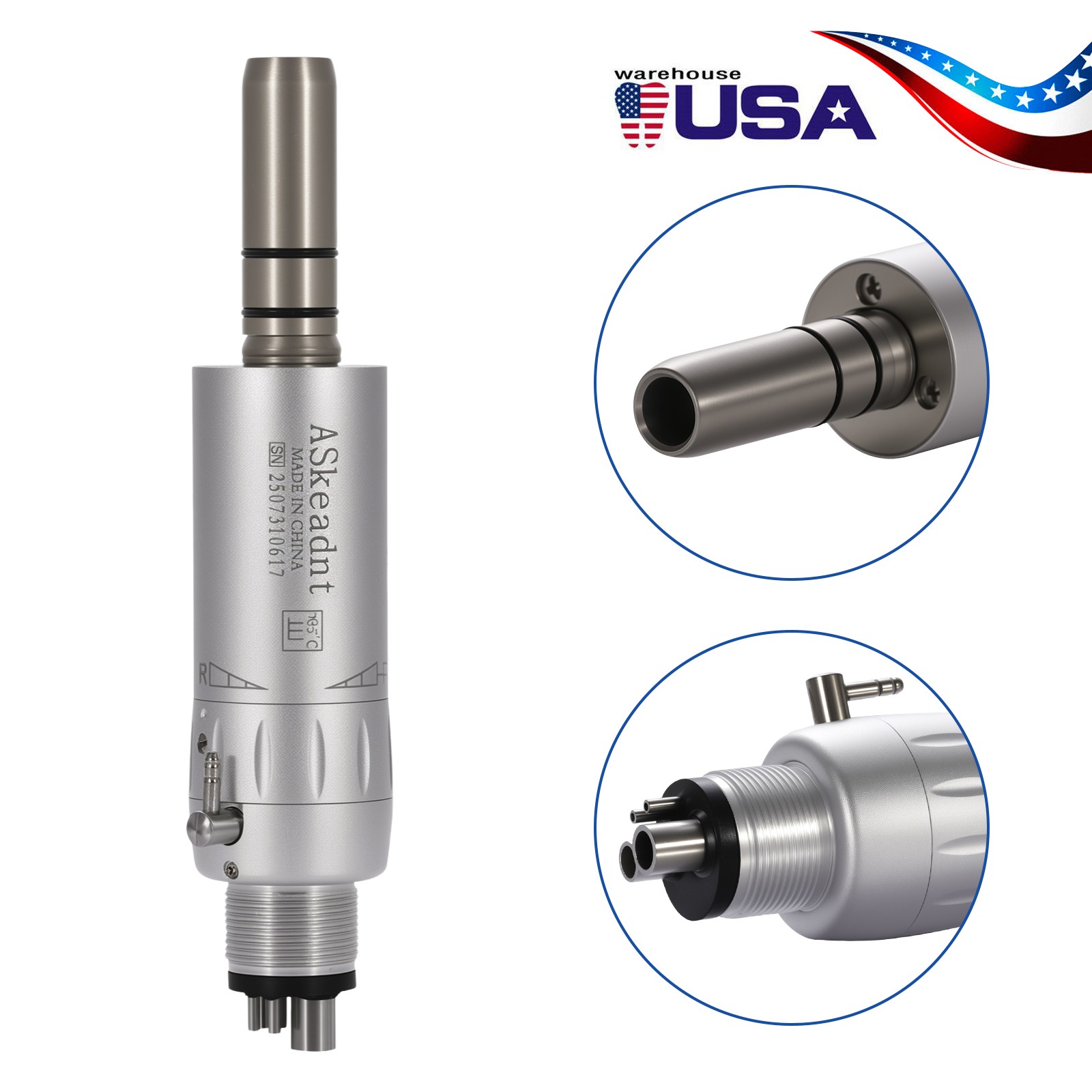 5X ASkeadnt Dental Slow Low Speed Handpiece Air Motor E-type 4 Holes AS Y