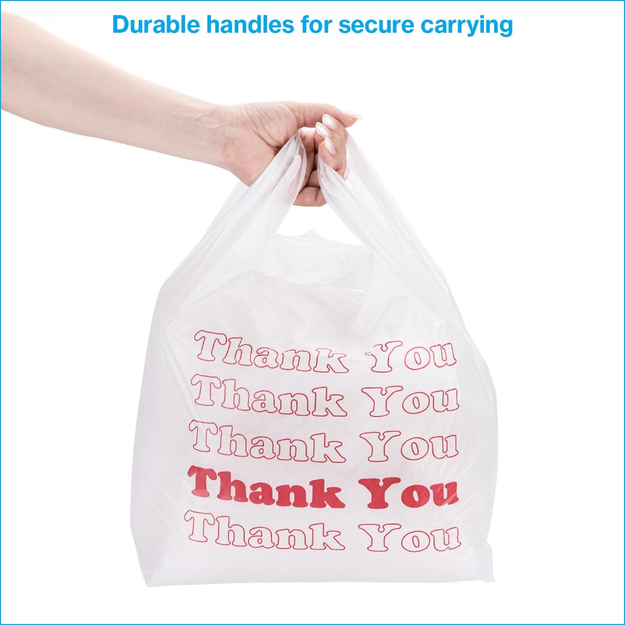 Thank You T-Shirt Bags – Pack of 1000 – (11 ½” x 6 x 21) – Thickness .48mil HDPE
