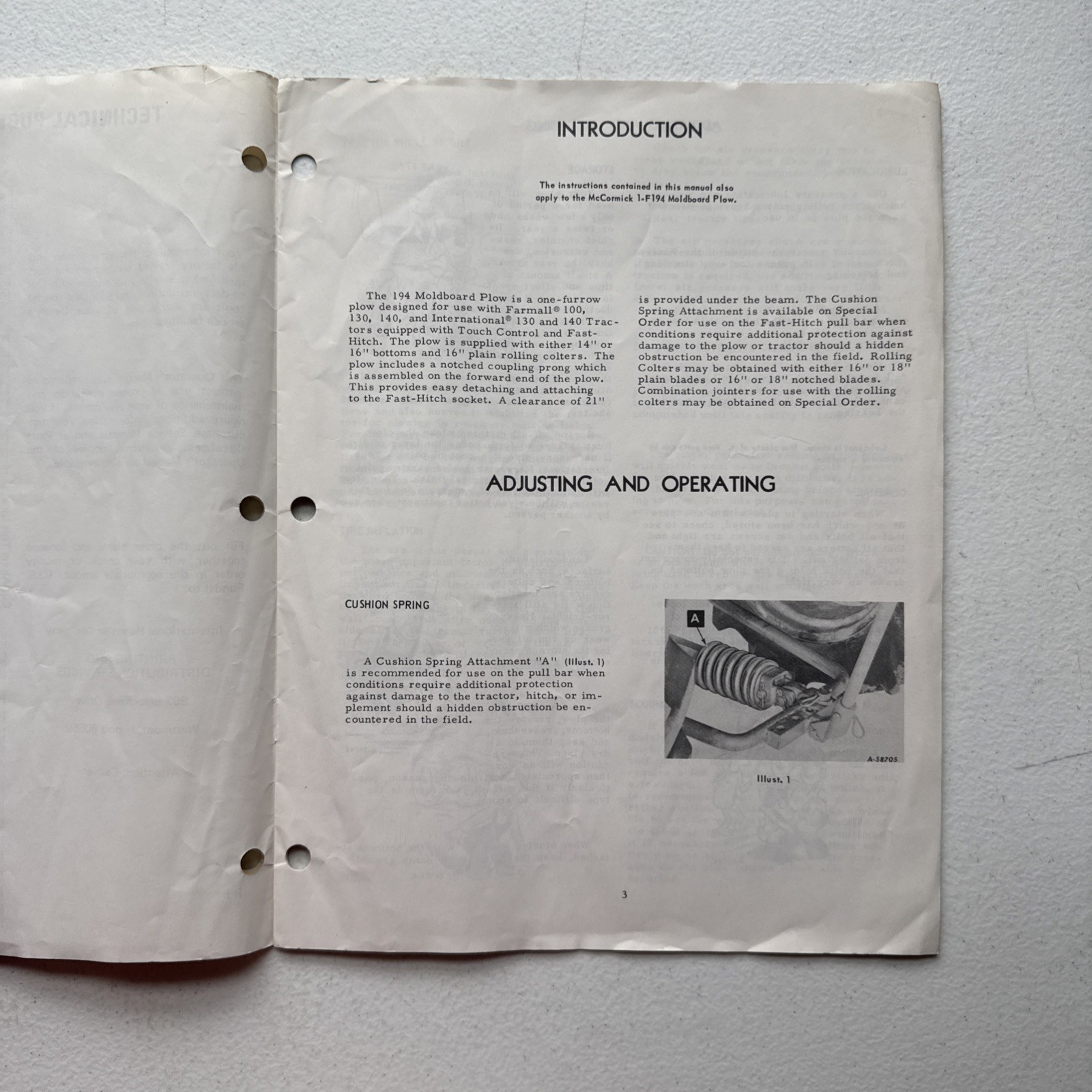 1967 International Harvester 194 Moldboard Plow Operators Manual