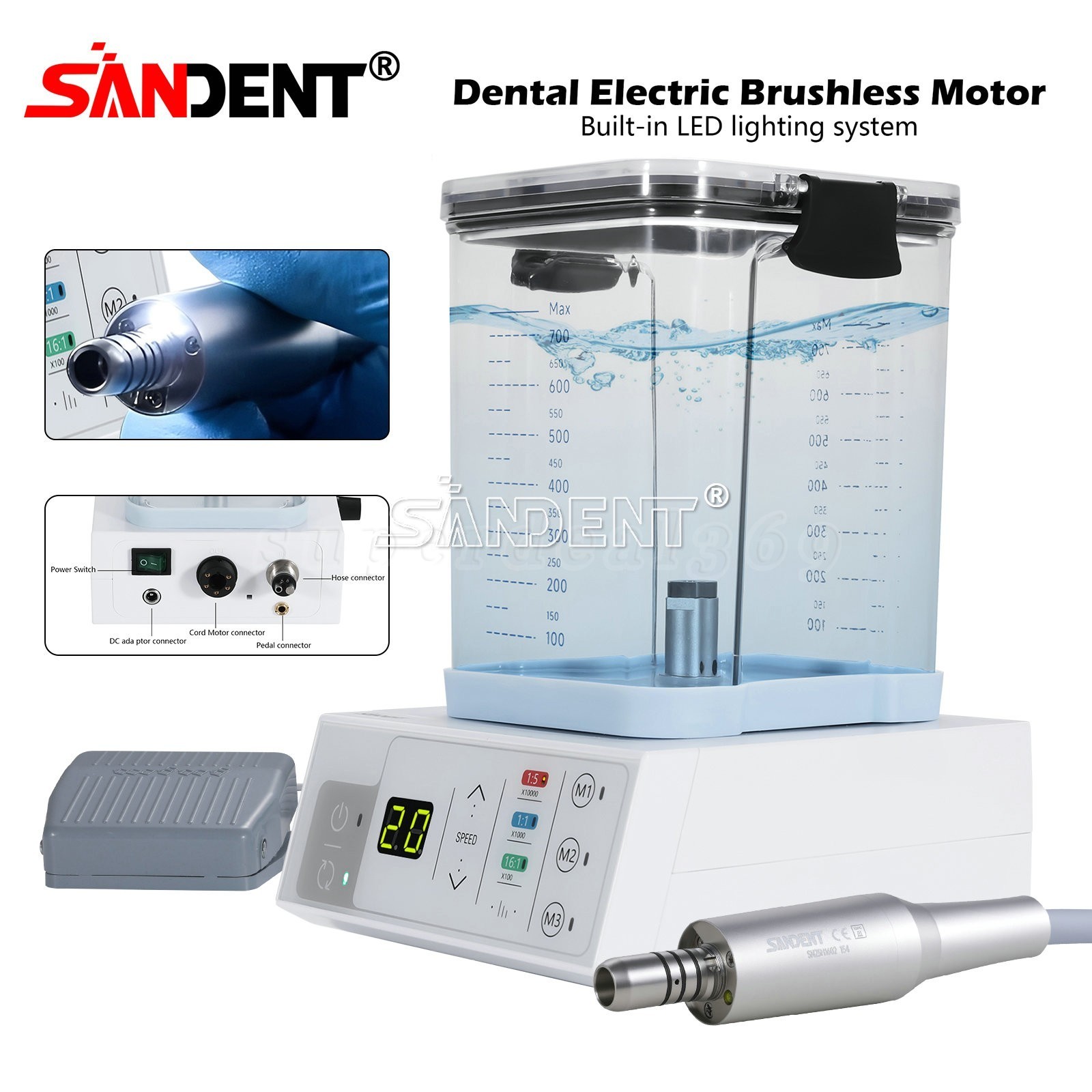 NSK Style Dental Brushless LED Electric Micro Motor/1:5 1:1 Increasing Handpiece