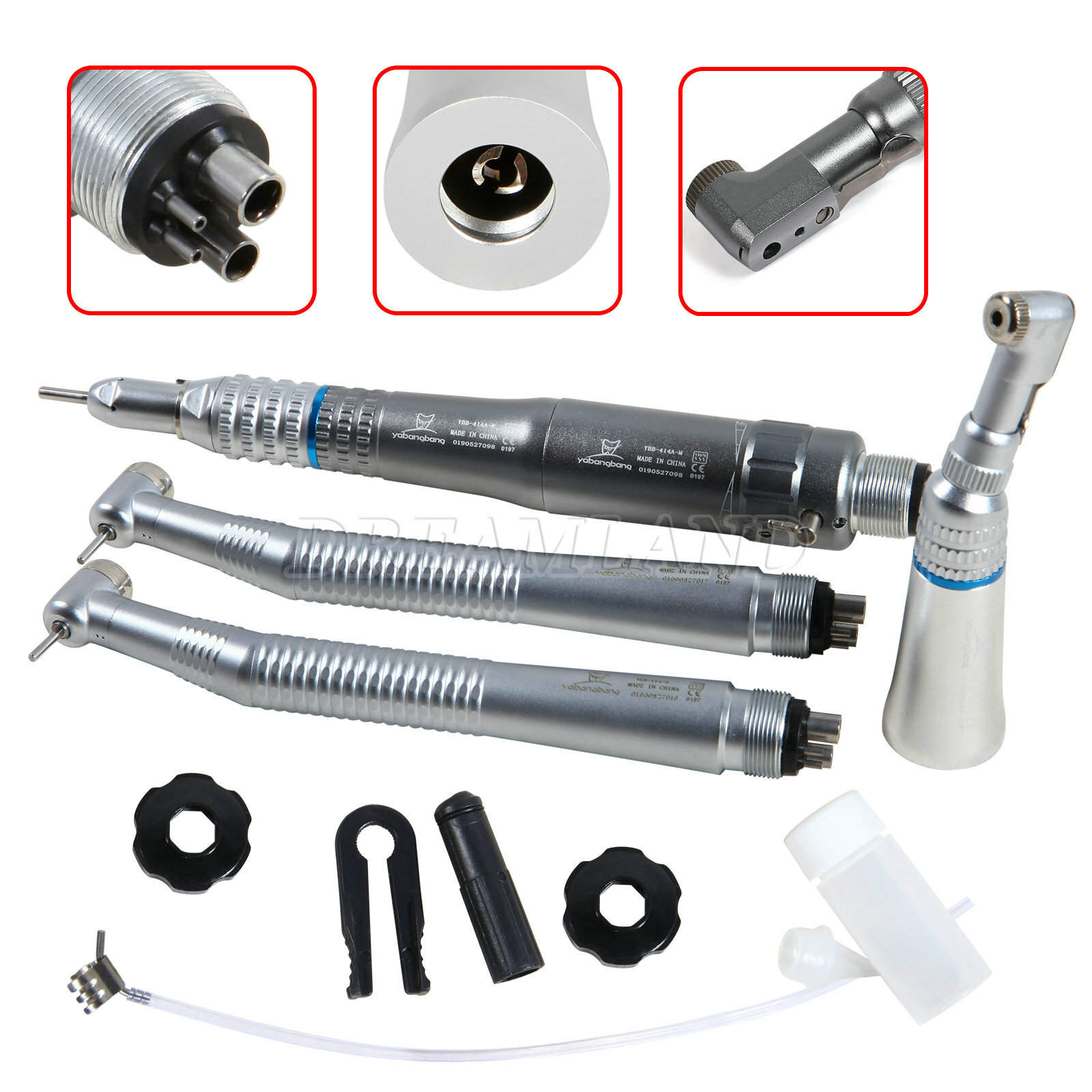 Dental High & Low Speed Handpiece Kit Contra Angle Air Mortor 1:1 Drive 2/4Hole