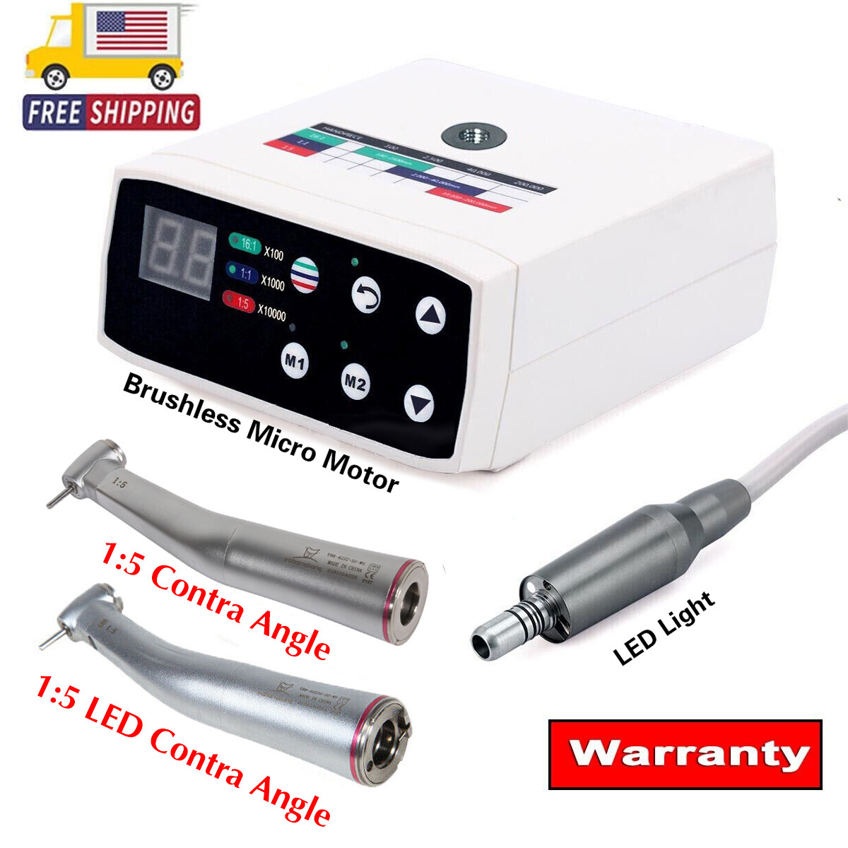 NSK Style Dental LED Brushless Electric Micro Motor/1:5 1:1 Increasing Handpiece