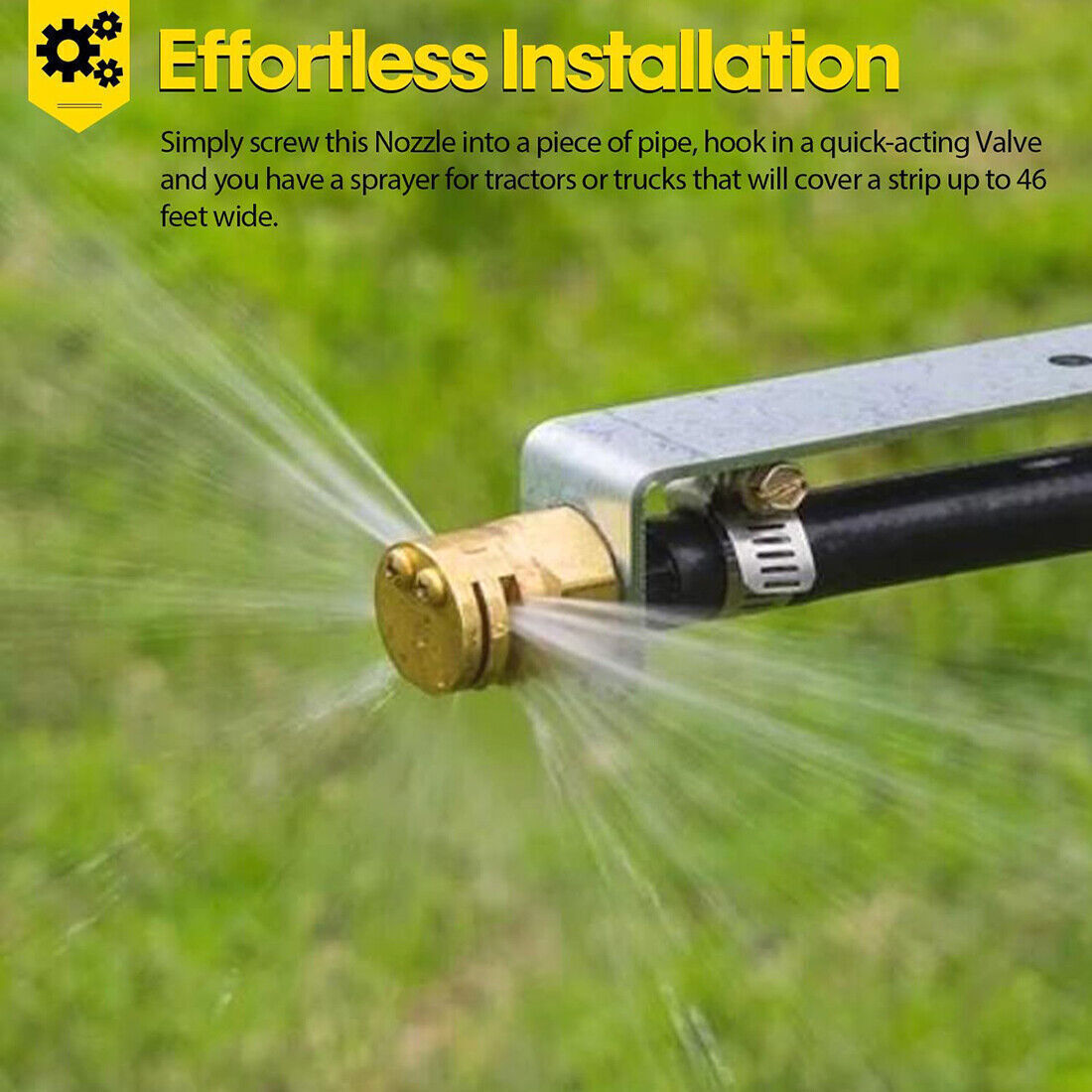 Boomless Spray Nozzle w/90°&180°Caps 1/2″FPT #5 Brass 40PSI 2.0GPM Agricultural